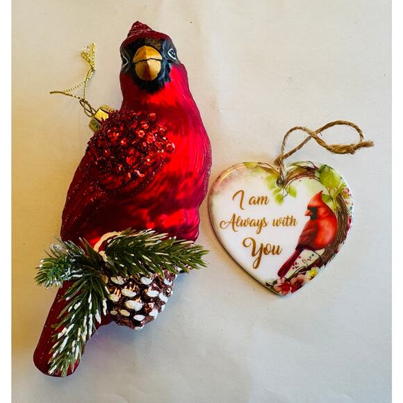 Robert Stanley Cardinal Ornament Red Bird and I am Always With You Ornaments - Picture 1 of 7